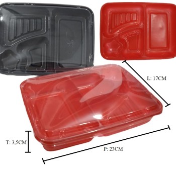 MIKA TRAY NASI BENTO HITAM/5                                          MIKA TRAY NASI BENTO MERAH/5