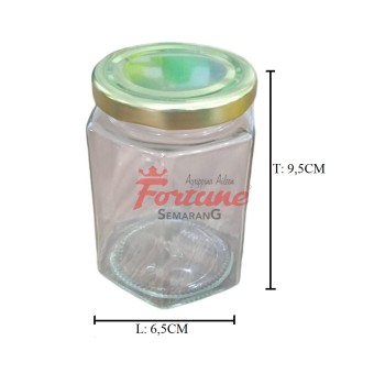 GLASS JAR HEXAGON 300ML