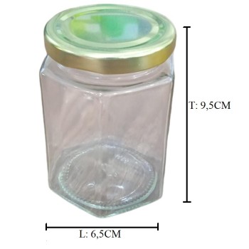 GLASS JAR HEXAGON 300ML