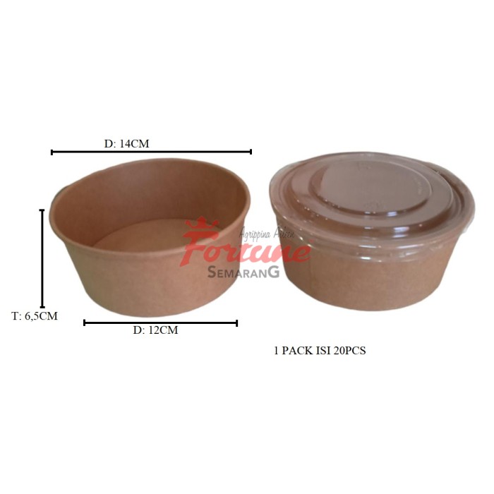 BRWN PPR SALAD               BOWL + LID 750ML              (ISI 20PC)