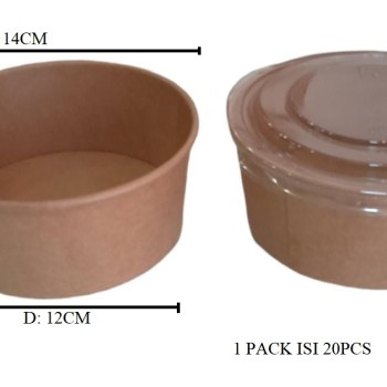 BRWN PPR SALAD               BOWL + LID 750ML              (ISI 20PC)