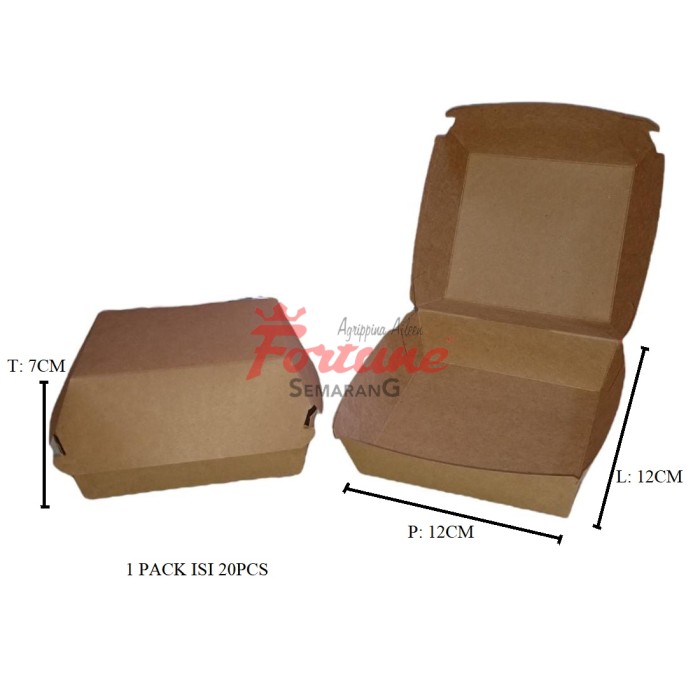 CUP BOX BROWN BURGER.L (ISI 20PC)