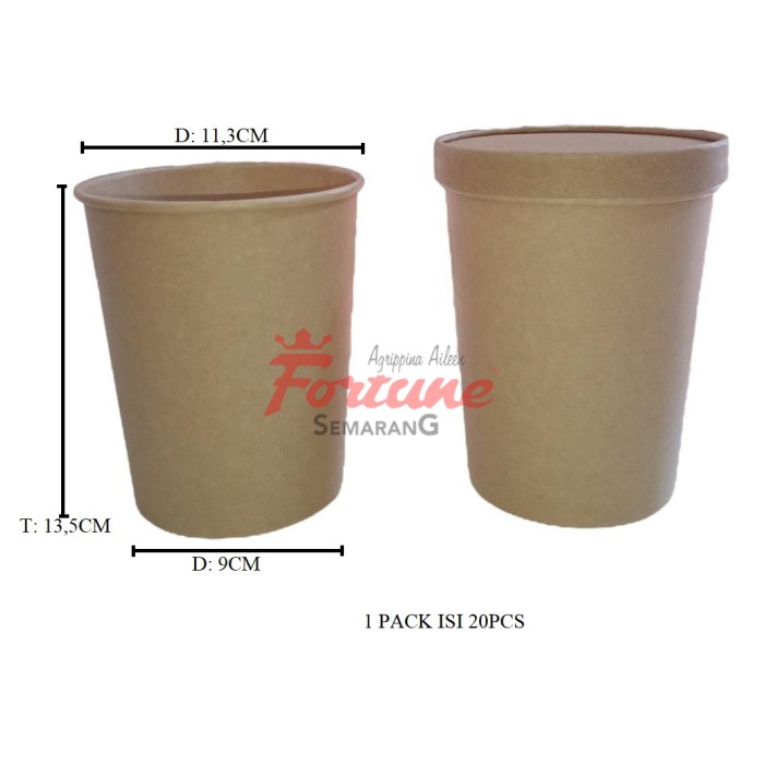 BRWN PPR CUP + LID SUP 32OZ (ISI 20PC)