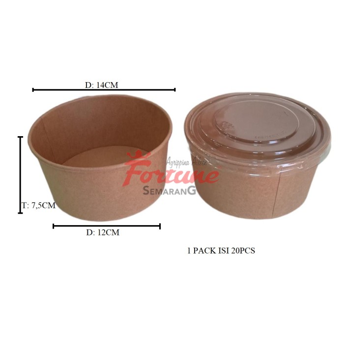 BRWN PPR SALAD               BOWL + LID 1000ML              (ISI 20PC)