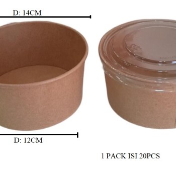BRWN PPR SALAD               BOWL + LID 1000ML              (ISI 20PC)