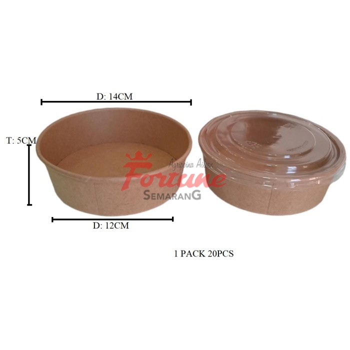 BRWN PPR SALAD               BOWL + LID 500ML              (ISI 20PC)