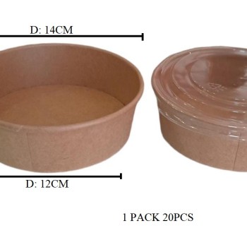 BRWN PPR SALAD               BOWL + LID 500ML              (ISI 20PC)