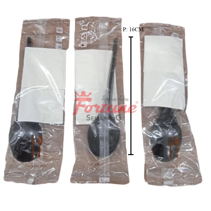 CUTLERY SET 2IN1 BLACK            (ISI 10PCS)